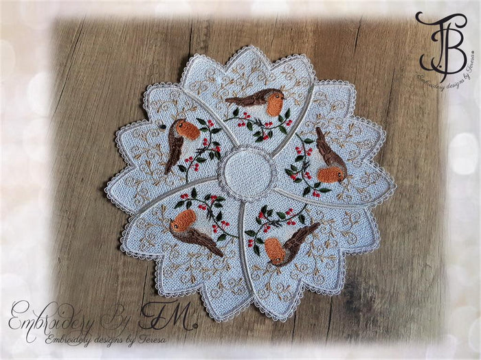 Doily Robin/ 5x7 hoop