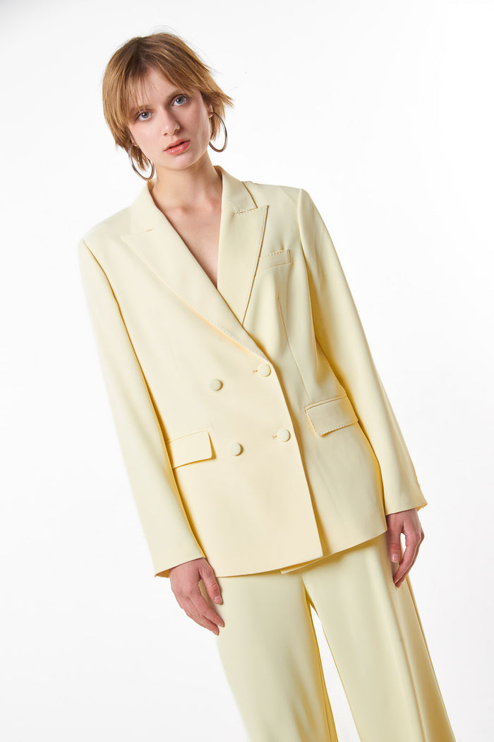 Double breasted tailored structured blazer wholesale