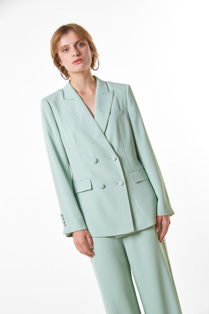 Double breasted tailored structured blazer wholesale