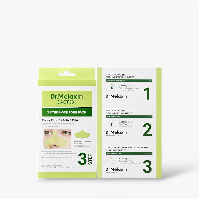 Dr. Melaxin Cactox 3 - Step Nose Pore Pack Set (3pcs) مجموعة دكتور ميلاكسين كاكتوكس لتنظيف مسام الأنف بثلاث خطوات - Princess Cosmetics Qatar