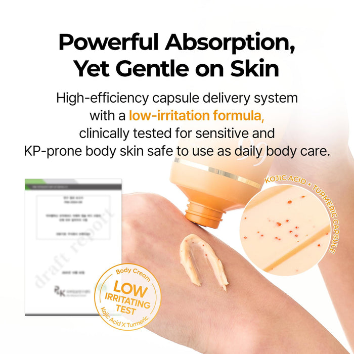 Dr. Melaxin Kojic Acid Turmeric Capsule Body Cream 200g كريم الجسم بكبسولات الكركم وحمض الكوجيك من دكتور ميلاكسين - Princess Cosmetics Qatar