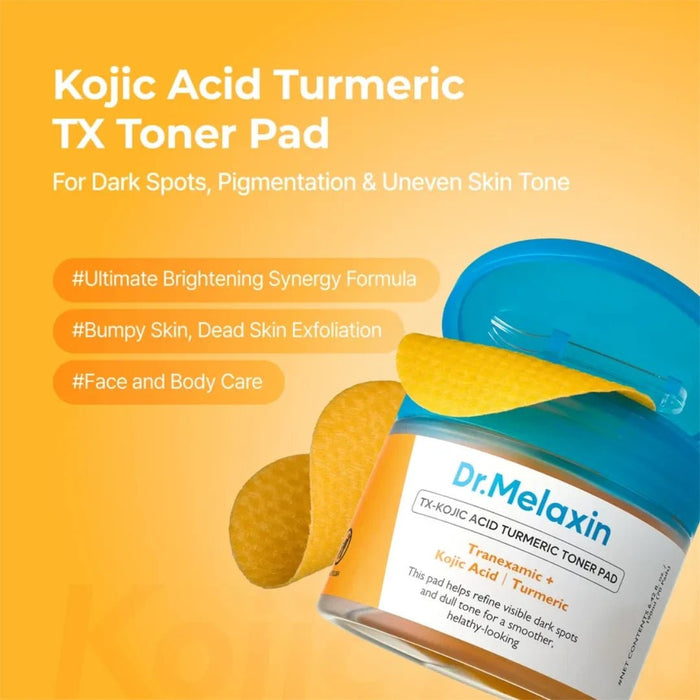 Dr. Melaxin TX - Kojic Acid Turmeric Toner Pad (70 Pads) وسادة تونر دكتور ميلاكسين تي إكس بحمض الكوجيك والكركم - Princess Cosmetics Qatar