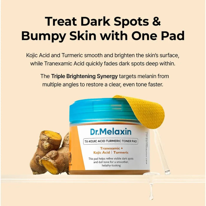 Dr. Melaxin TX - Kojic Acid Turmeric Toner Pad (70 Pads) وسادة تونر دكتور ميلاكسين تي إكس بحمض الكوجيك والكركم - Princess Cosmetics Qatar