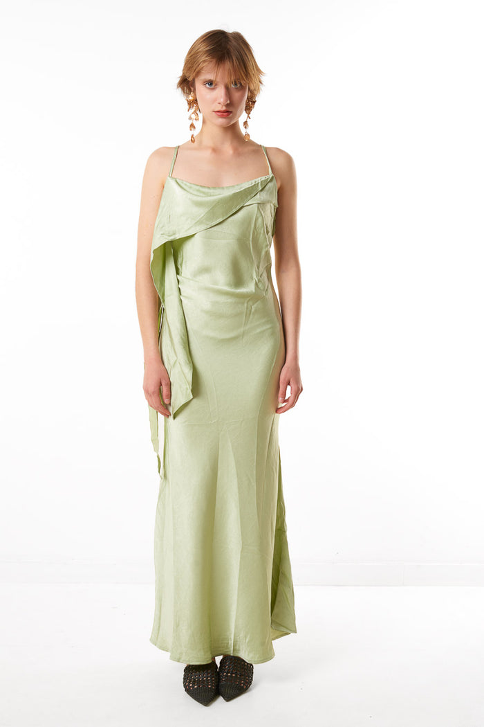 Draped satin strap maxi dress wholesale