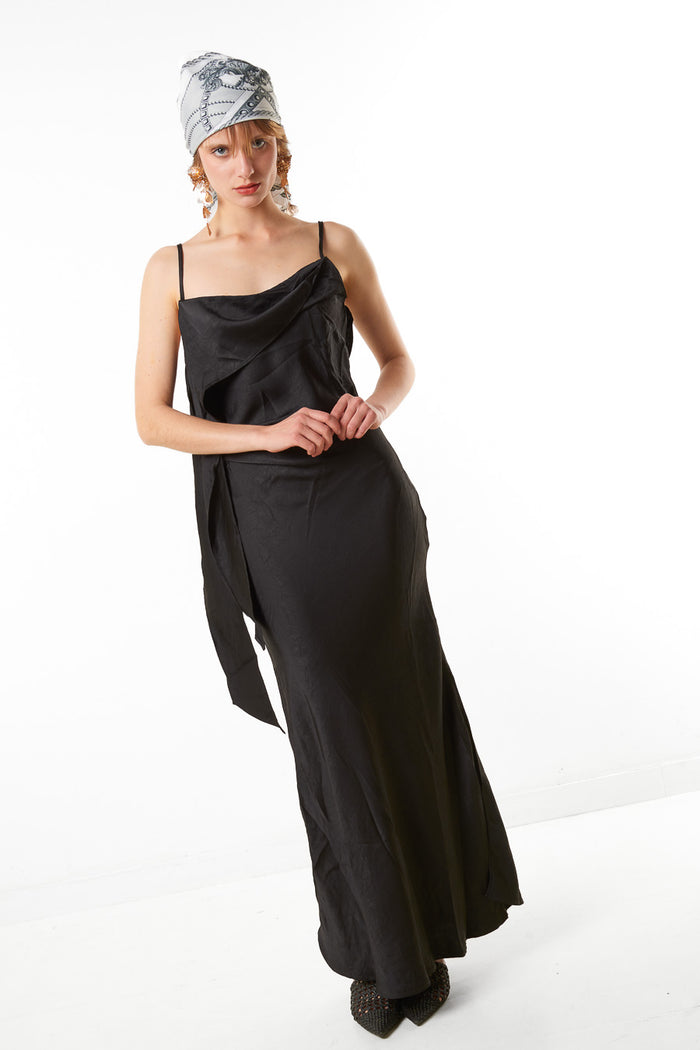 Draped satin strap maxi dress wholesale