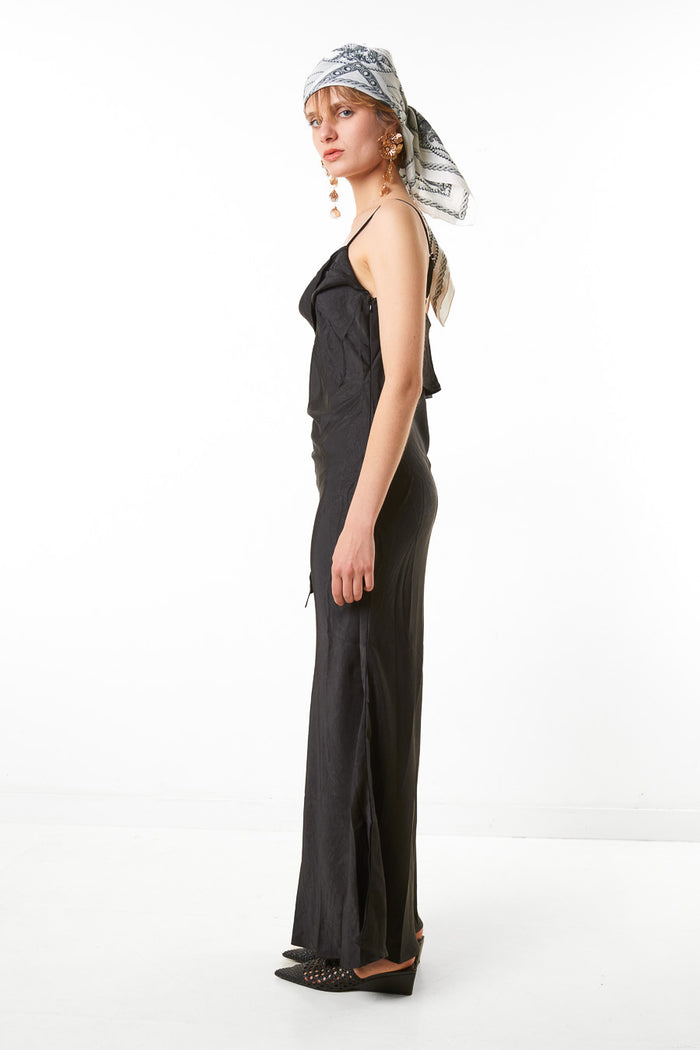 Draped satin strap maxi dress wholesale