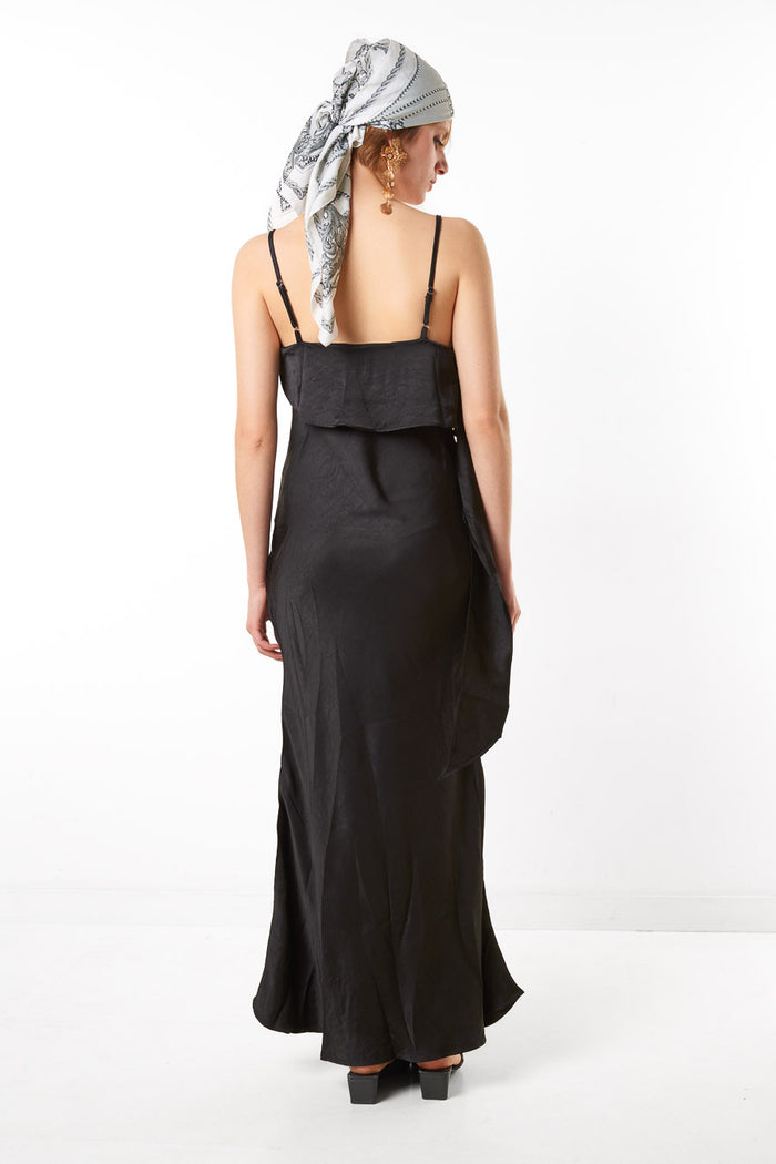 Draped satin strap maxi dress wholesale