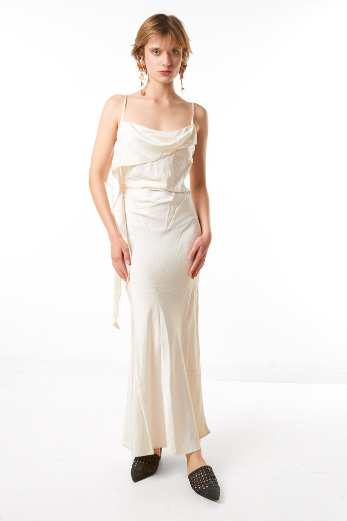 Draped satin strap maxi dress wholesale