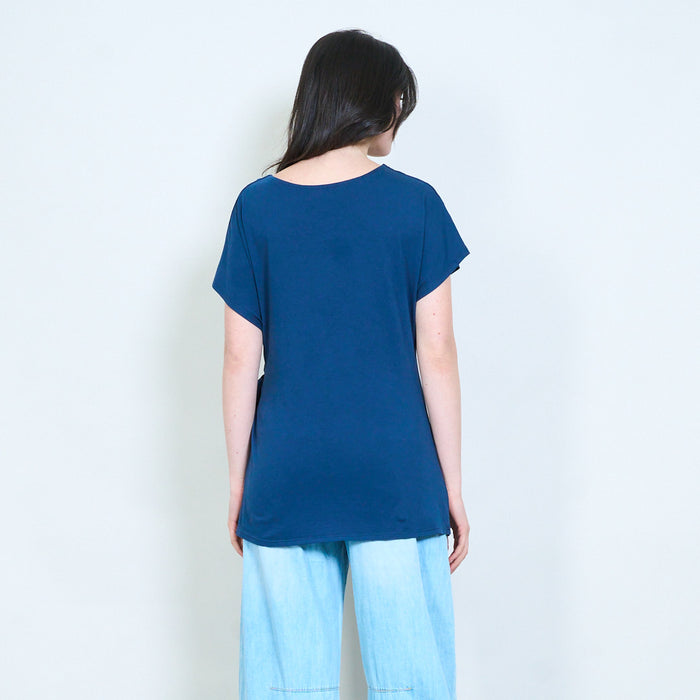 Draped side knot soft touch blouse wholesale