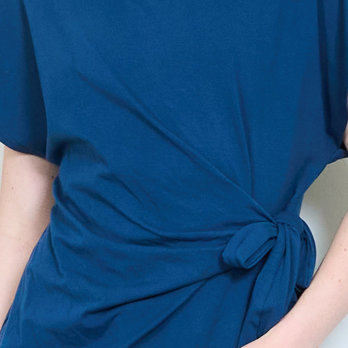 Draped side knot soft touch blouse wholesale