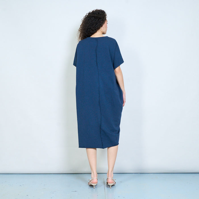 Drawstring side asymmetric midi dress wholesale