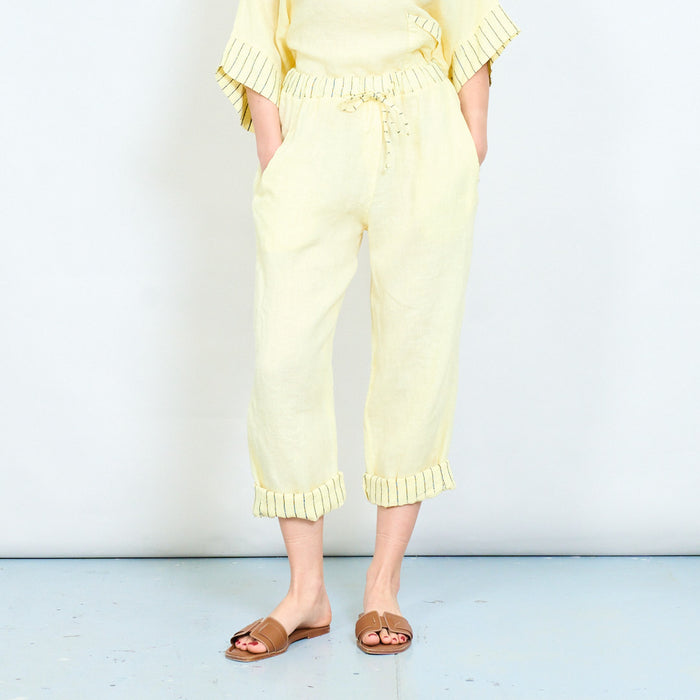 Drawstring waist relaxed trouser with contrast trim wholesale