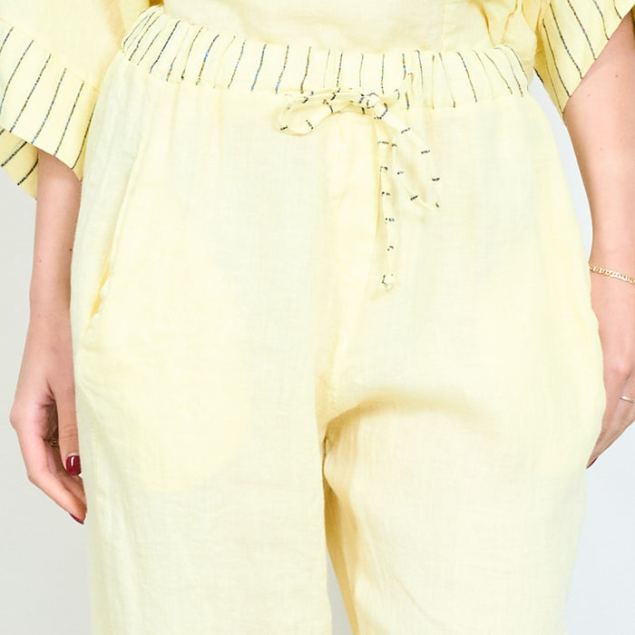 Drawstring waist relaxed trouser with contrast trim wholesale