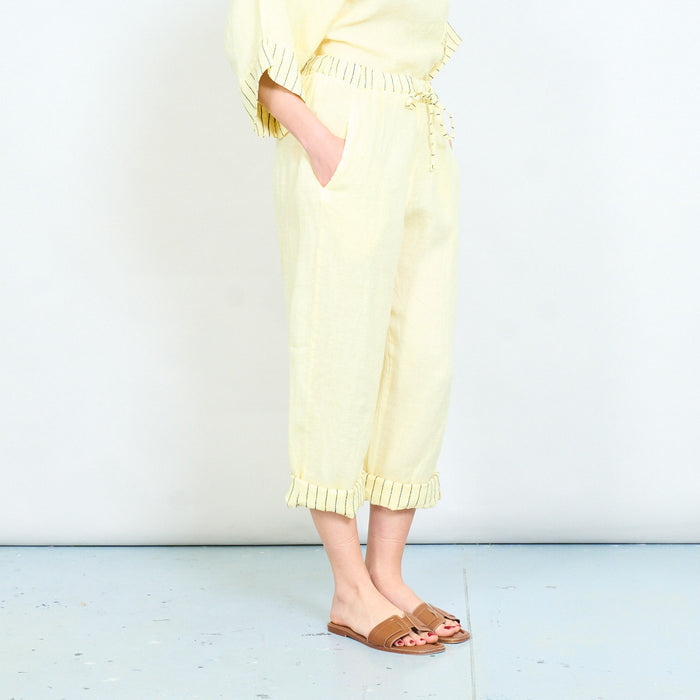 Drawstring waist relaxed trouser with contrast trim wholesale