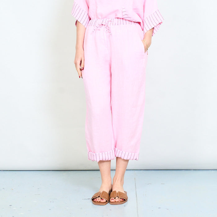 Drawstring waist relaxed trouser with contrast trim wholesale
