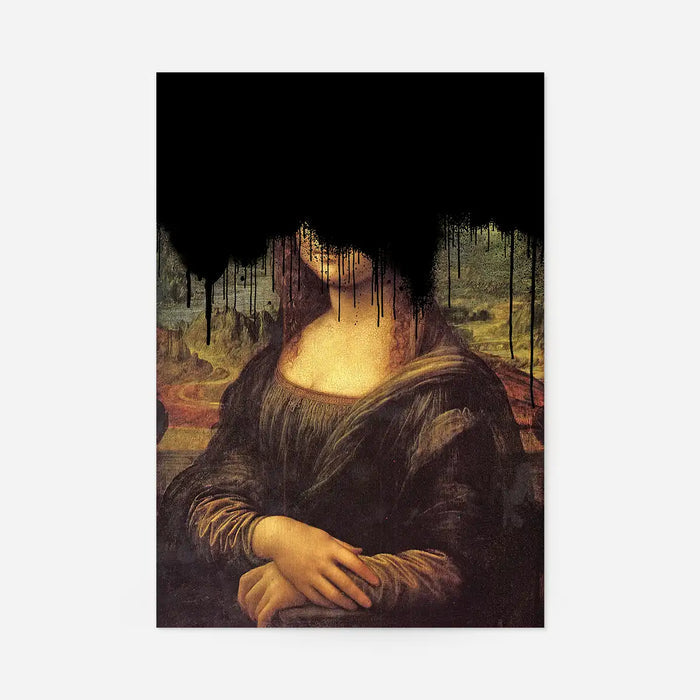 Drippy Mona Lisa Black Graffiti Print