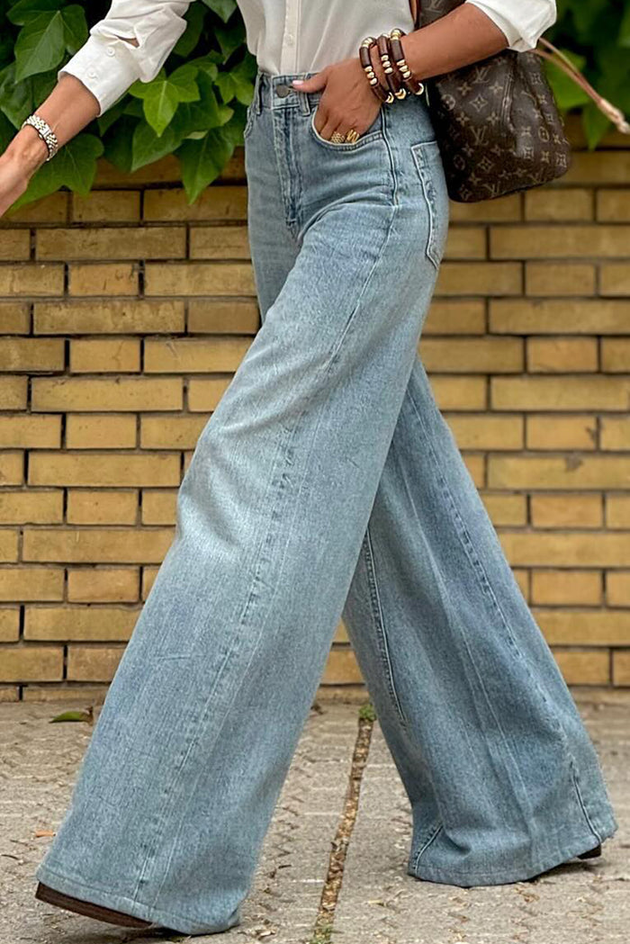 Dusk Blue Acid Wash Extra Wide Leg High Waist Long Jeans 🇨🇳