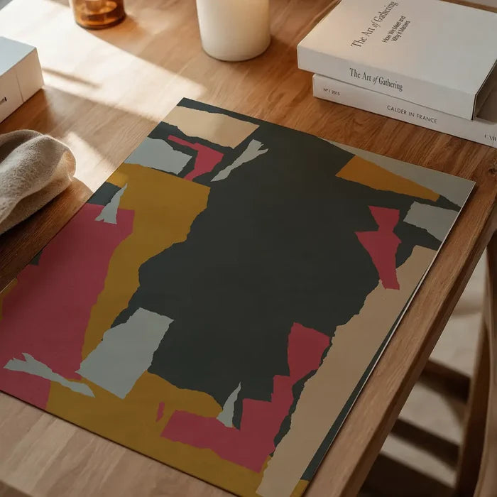 Earth Paper Collage 2 Print unframed on a home office desk