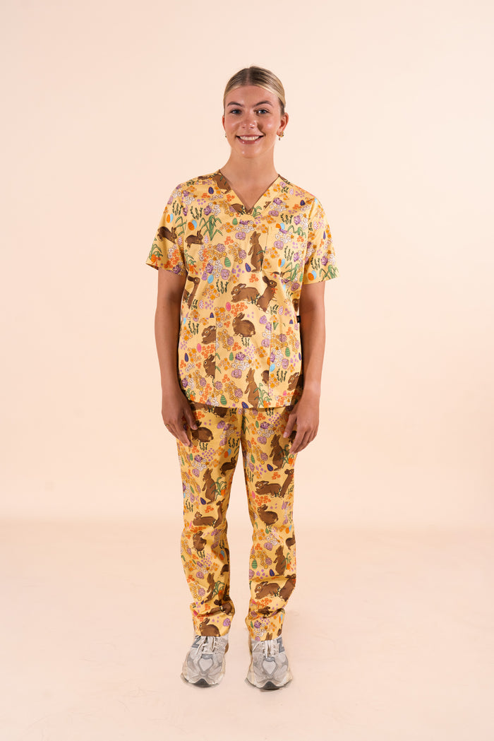 Easter Egg Hunt - Women's Premium Printed Scrub Top