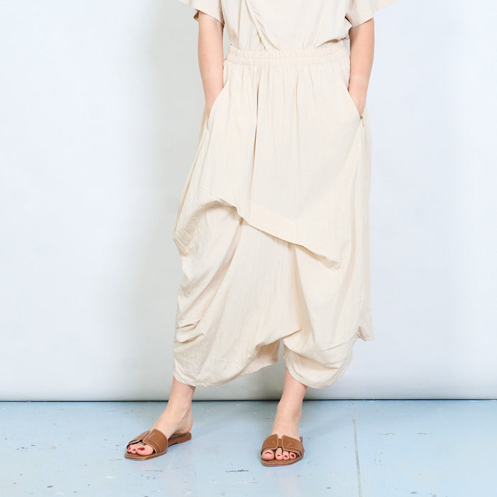 Elastic waist low draped layered trouser wholesale