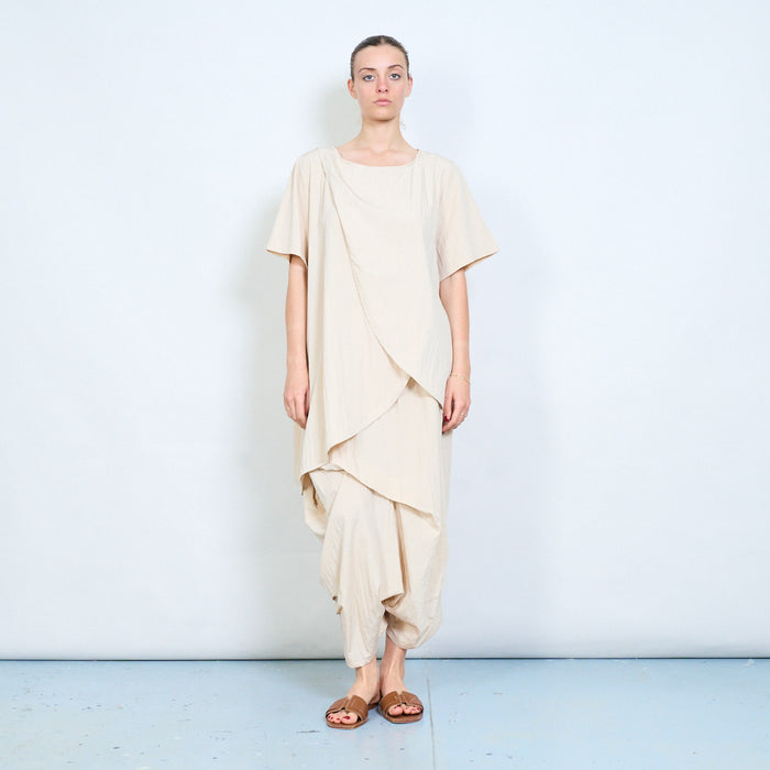 Elastic waist low draped layered trouser wholesale
