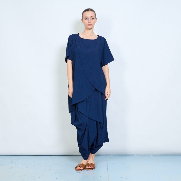 Elastic waist low draped layered trouser wholesale