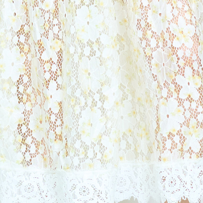 Elegant ivory floral lace panel v-neck sleeveless midi dress wholesal