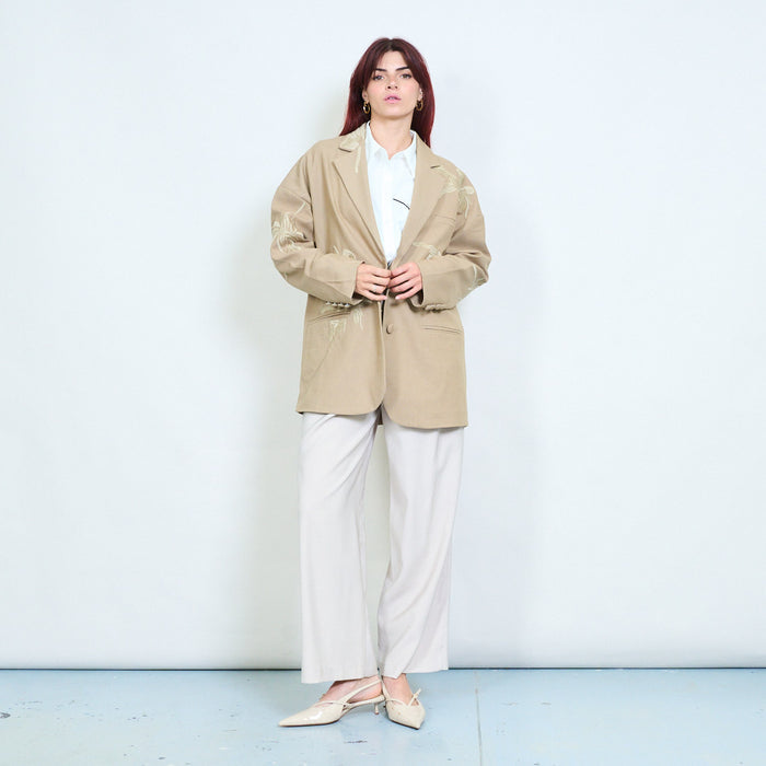 Embroidered botanical detail relaxed blazer wholesale