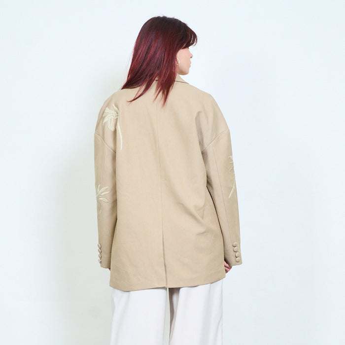 Embroidered botanical detail relaxed blazer wholesale