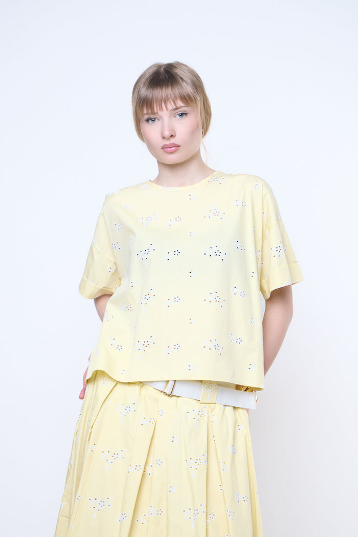 Embroidered cotton boxy top wholesale