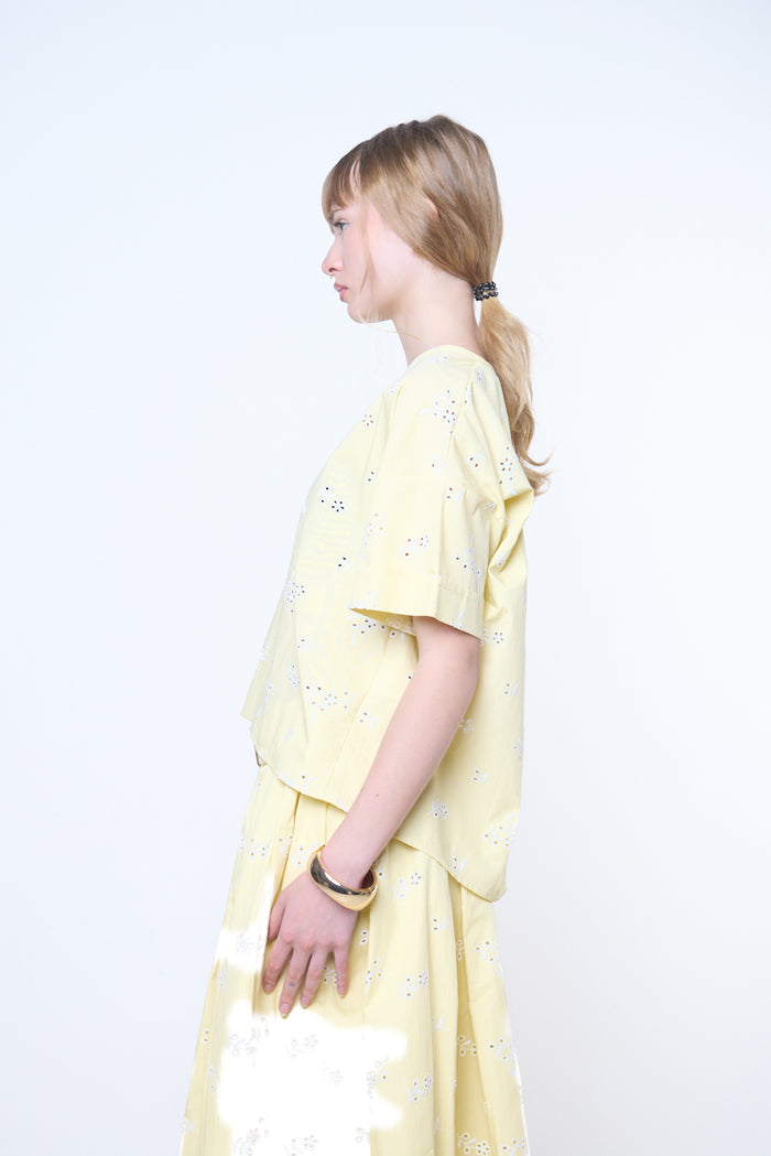 Embroidered cotton boxy top wholesale