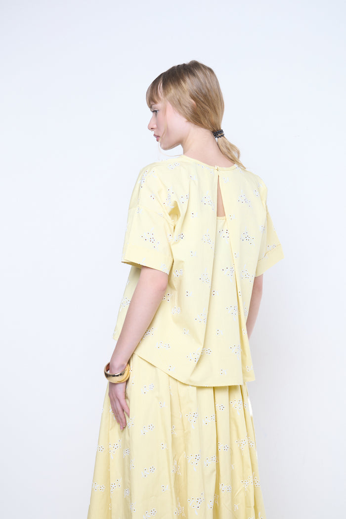 Embroidered cotton boxy top wholesale