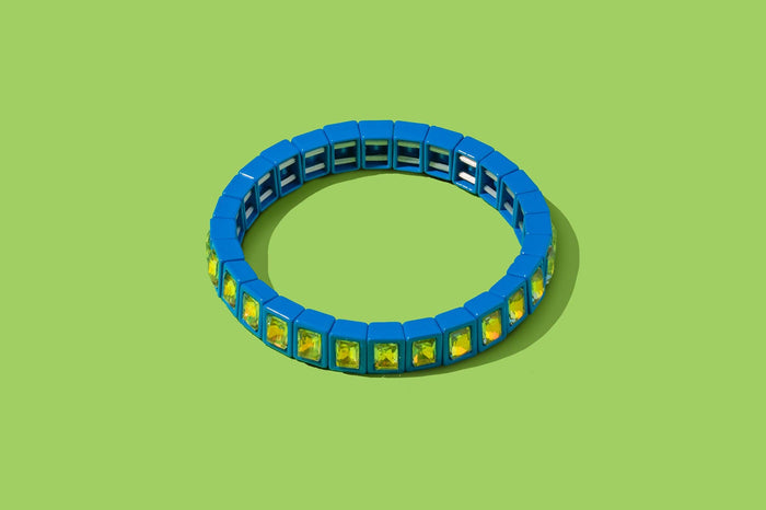 Enamel Stretch Bracelet - Small Rectangle Stones - Penelope