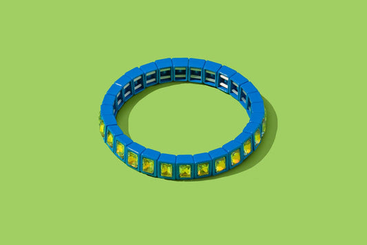 Enamel Stretch Bracelet - Small Rectangle Stones - Penelope