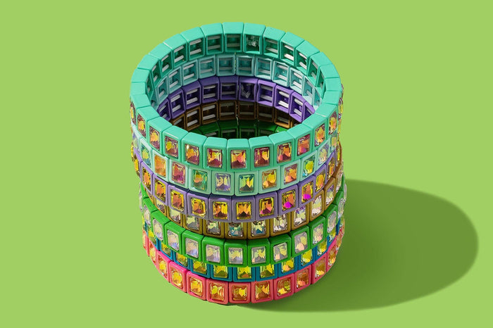 Enamel Stretch Bracelet - Small Rectangle Stones - Penelope