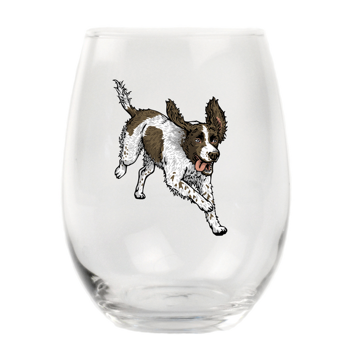English Springer Spaniel Stemless Wine Glass