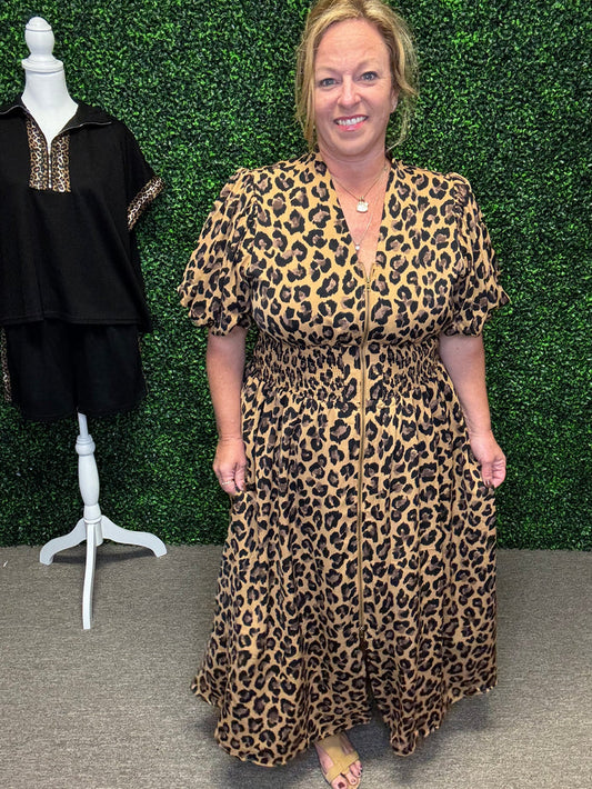 Entro Long Leopard Dress