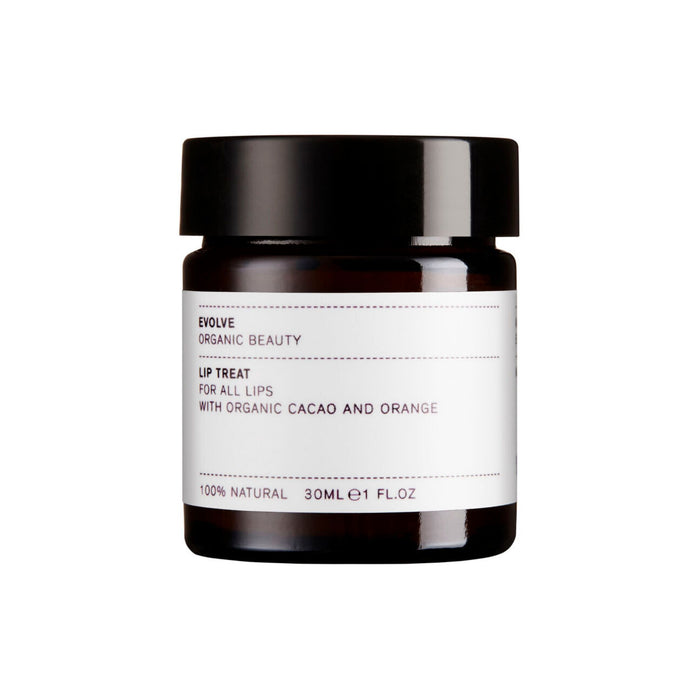 Evolve. Lip treat. For all lips- with cacao and orange