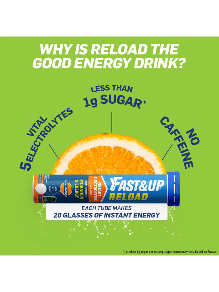 Fast&Up Blueberry Reload Low Sugar Electrolyte Effervescent - 60 Tablets (Pack of 3)