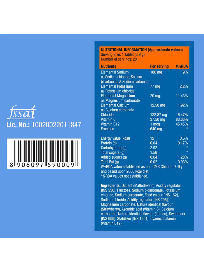 Fast&Up Blueberry Reload Low Sugar Electrolyte Effervescent - 60 Tablets (Pack of 3)