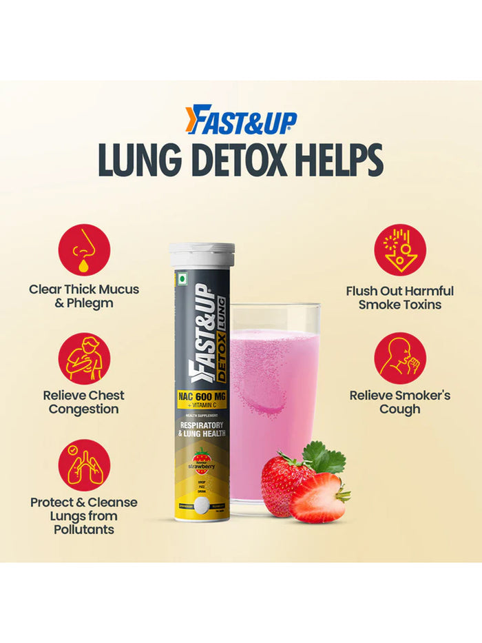 Fast&Up Strawberry Detox & Protect Effervescent - 20 Tablets (Pack of 3)