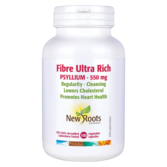Bottle of New Roots Fiber Ultra Rich - Psyllium 100 Vegetable Capsules
