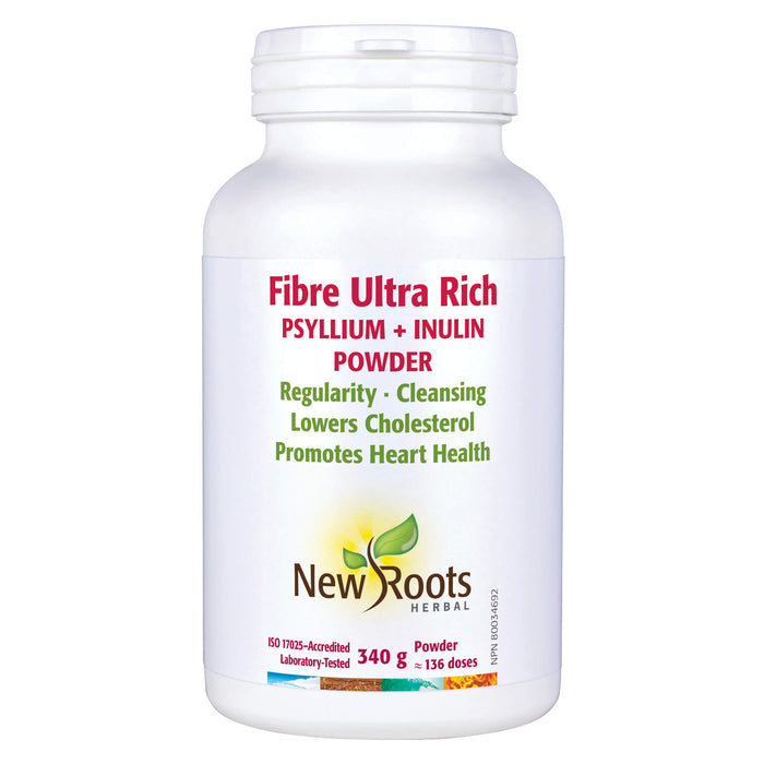 Bottle of New Roots  Fibre Ultra Rich Psyllium + Inulin (Powder) 340g