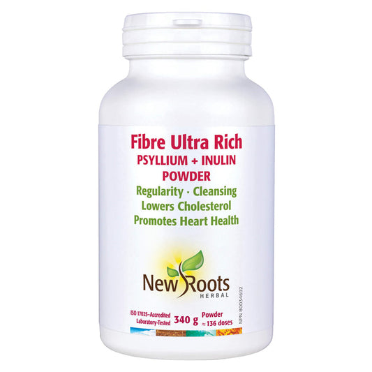 Bottle of New Roots  Fibre Ultra Rich Psyllium + Inulin (Powder) 340g
