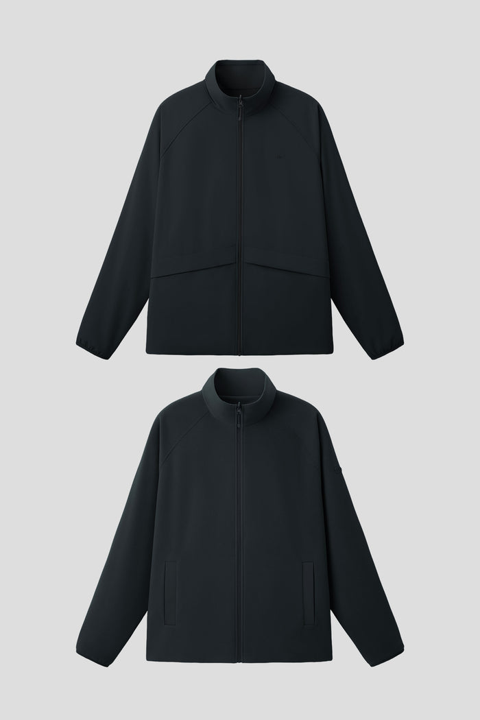beneunder flipheat mens light warmth reversible fleece jacket #color_black