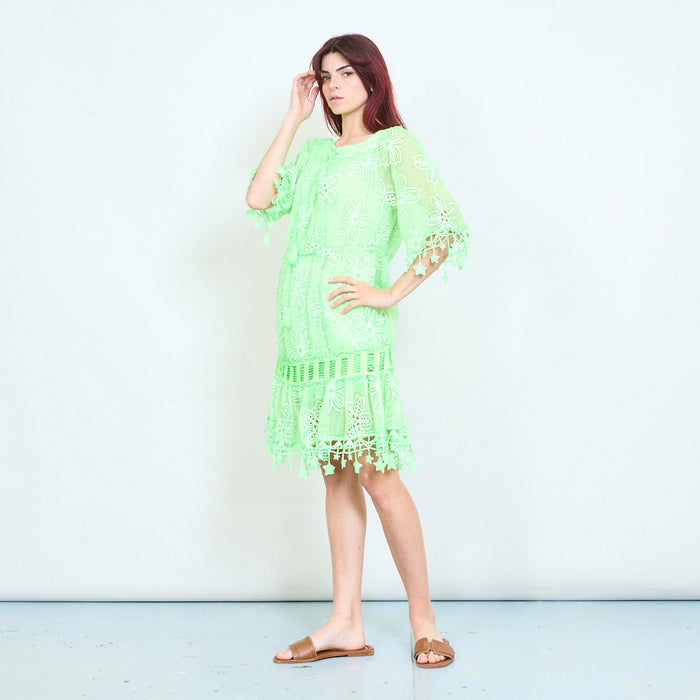 Floral lace embroidered off shoulder mini dress wholesale