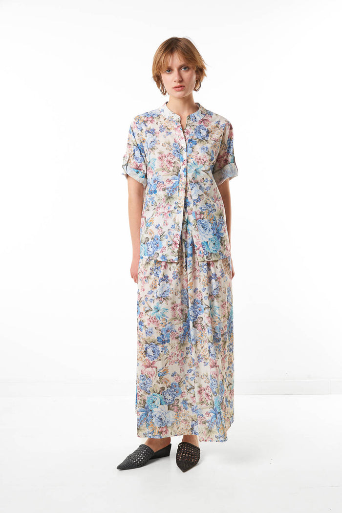 Floral print flowy maxi skirt wholesale