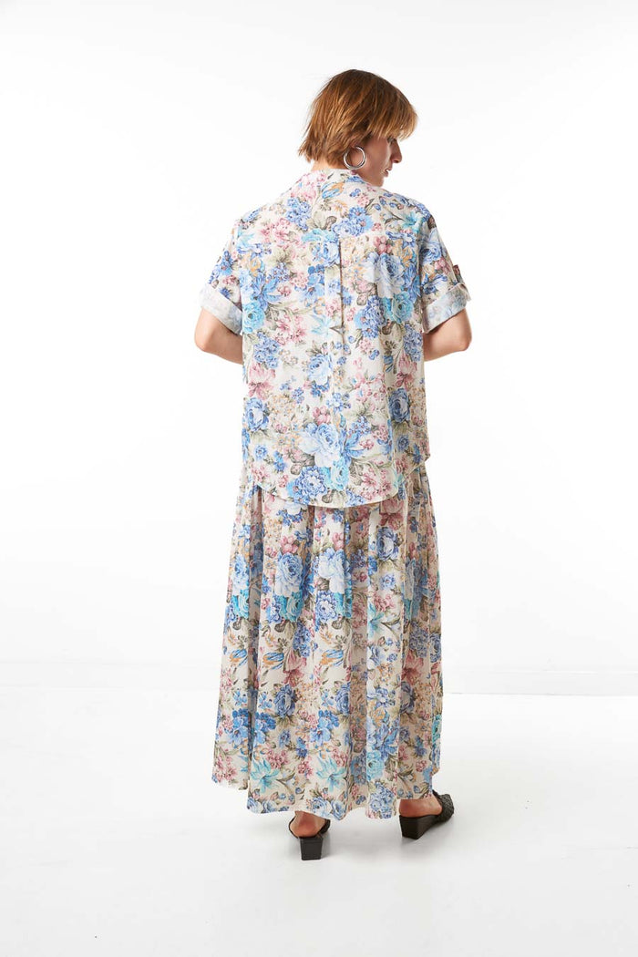 Floral print flowy maxi skirt wholesale
