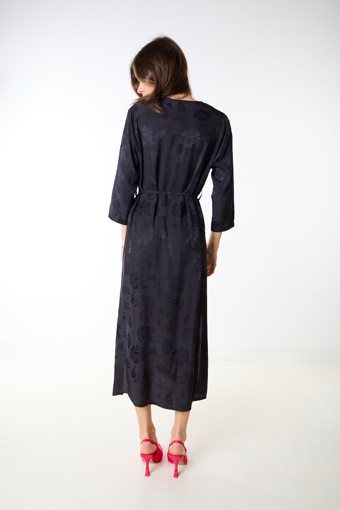 Floral textured drawstring waist midi shirt dress wholesale