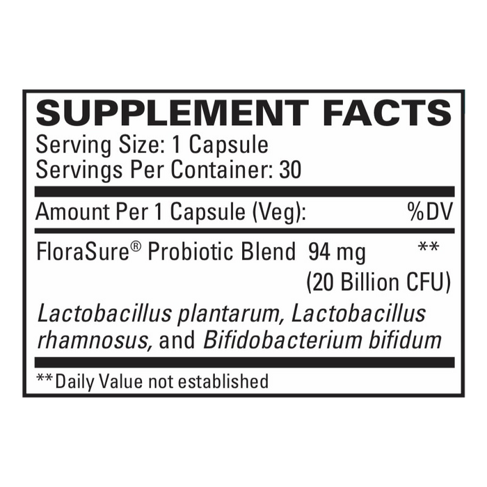 FloraSure Probiotic by EuroMedica Ingredients Label